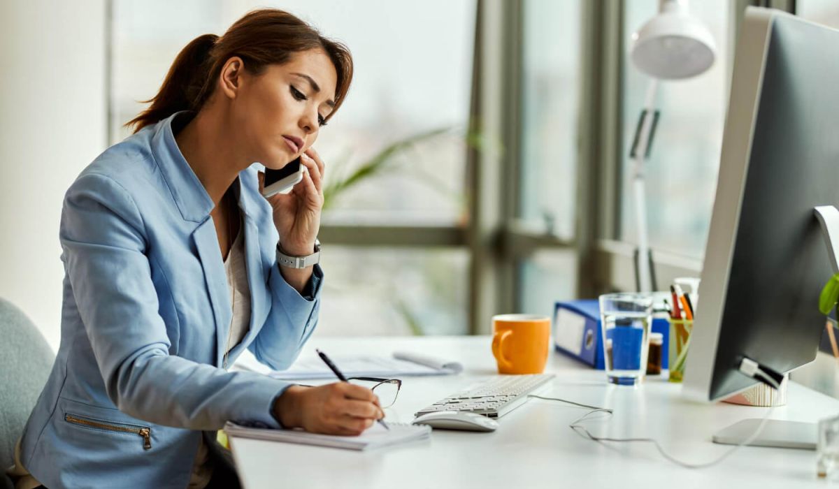 Young businesswoman talking on mobile phone